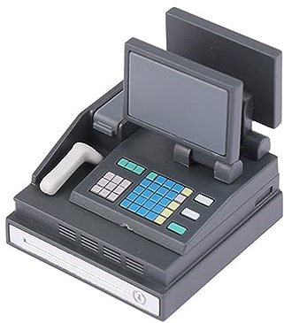 CUSROS Jouet de Caisse enregistreuse Miniature réaliste Mini Machine à Carte de crédit Ornement de Maison de poupée Exquis avec Scanner détaillé Accessoire de décoration Parfait Gris A