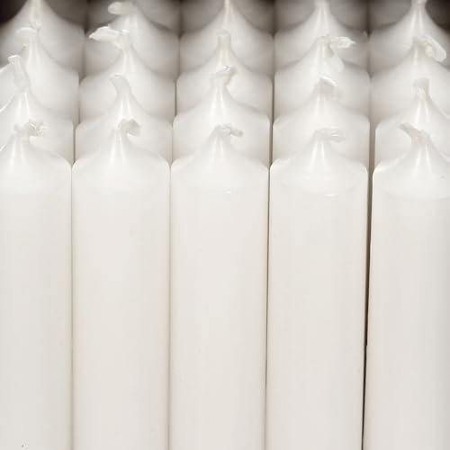 Bütic GmbH Stabkerzen durchgefärbt 100mm x Ø 22mm, Kerzen hochgereinigt, Brenndauer 4h, geruchsneutral, rußarm mit rückstandsfreiem Abbrand, Farbe:Weiss, Set mit:8 Stück