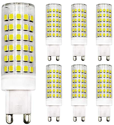 ZHENMING G9 Dimmable LED Bulb 9W Equivalent 60W- 80W Halogen Bulb Cool White 6500K, 220V-240V, 6-Pack