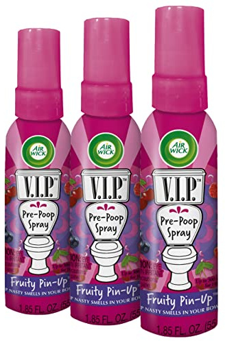 Airwick VIPoo Pre Poo Spray, Fruity Pin-Up Pack Toilet Spray - Air Freshener 3pcs x 55ml