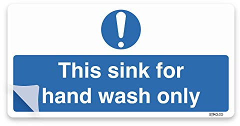 stika.co This Sink For Hand Wash Only Sign, waterproof laminated Self-Adhesive Vinyl, Virus Protection Safety Sign Sticker, (200x100mm, Laminated Vinyl)