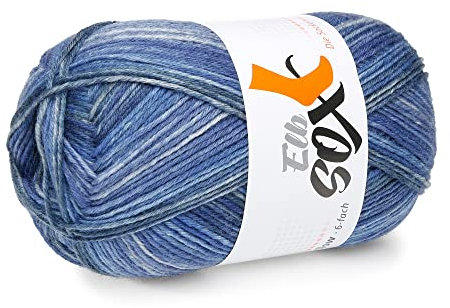ElbSox - 6 flow - color / 6fach Sockenwolle - Schurwolle Mischung - 150g Sockenwolle - Lauflänge ca.375m - Nadelstärke 3-4 - Farbe 004 - Blau Dégradé
