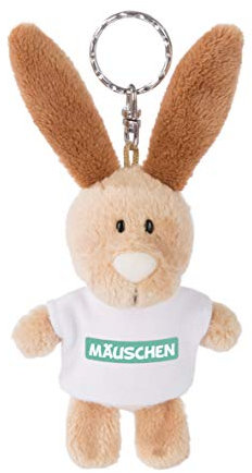 NICI 44721 Schlüsselanhänger Hase mit T-Shirt Mäuschen 10cm, Beige