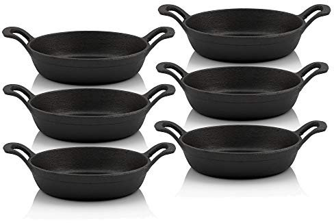 BBQ-Toro Set de poêles à servir en fonte (6 pièces) | Ø 20 cm - rond | déjà brûlé - preseasoned | poêle à griller, poêle en fonte, poêle à frire, poêles à feu
