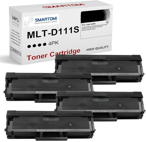 SMARTOMI 4er-Pack MLT-D111S Kompatible Schwarze Tonerkartuschen MLTD111S zur Verwendung mit Druckern der Reihe Xpress SL- M2026 M2026W M2020 M2070 M2022 M2071
