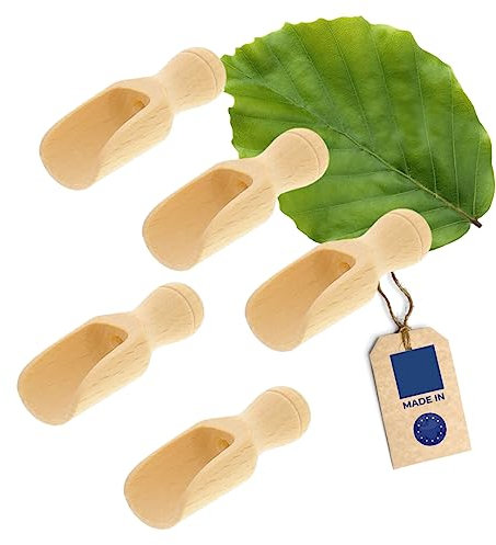 5x HOFMEISTER® Dosier-Schaufel aus Holz, 5,2 cm, Mess-Löffel für Gewürze, Tee, Kaffee & Getreide, sicheres Dosieren, Abwiegen, Befüllen in Vorratsbehältern, Teedosen & Einmachgläsern