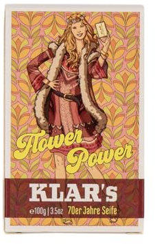 Klar Seifen 70er Retro Seife Flower Power 100g, Cosmos zertifiziert, palmölfrei, geeignet für normale Haut, 11157