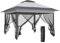 Outsunny Tonnelle de Jardin extérieur tonnelle Pliante 3,6x3,6m avec Double Toit Acier Polyester moustiquaires + Sac de Transport à roulettes Gris