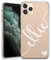 TULLUN Personalised Phone Case for iPhone 13 - Clear Soft Gel Custom Cover Colour Heart and Diagonal Initials Name Text - White