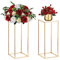 Nuptio 2 Stück Hochzeit Mittelstücke Goldvasen 60cm Hoch Blumenständer Metall Bodenvase Säule Geometrische Mittelstücke Steht Rechteckiges Display Rack für Hochzeiten Partydekoration