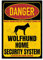 Wolfhund Wolf Schild Danger Security System Türschild Hundeschild Warnschild Hund Vorsicht Sicherheitsschild Hund Privatgrundstück Hundewarnung Warnung vor dem Hund