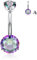 hengkaixuan Bauchnabelpiercing-Schmuck aus Titan G23, 14G, Nabelring, Bauchnabel-Barbell, 10 mm (3/8 Zoll), Bauchnabelstäbe mit Innengewinde und Regenbogen-CZ