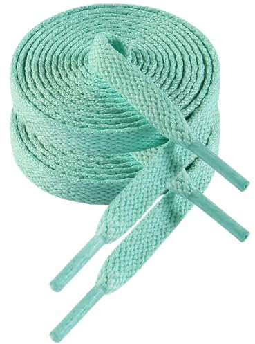 VSUDO 150 cm Lacci per Scarpe Verde Menta Piatti da Ginnastica, Lacci Sneakers Verde Menta Larghi 8mm, Stringhe Scarpe da Ginnastica, Lacci per Scarpe Sportive di Ricambio (1 Paio-Verde Menta-150cm)