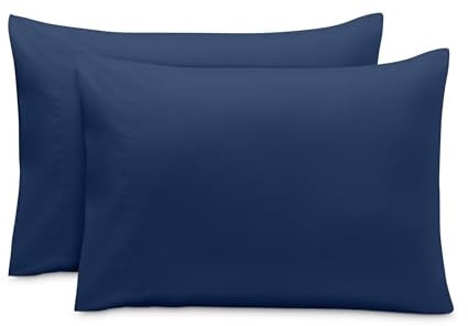 Bare Home Microfibre Pillowcase Set Standard Size - 2 Pack Pillow Cases - Lightweight - Cooling - Soft Brushed Microfibre - Pillow Covers (50x75, Dark Blue)