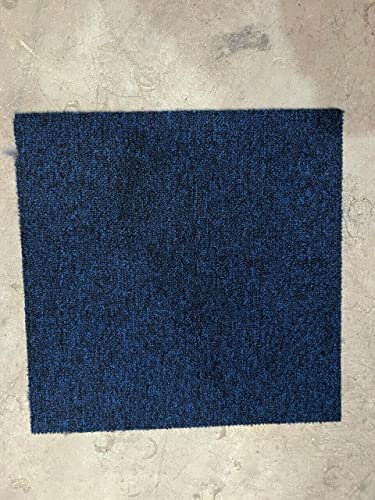 12 x Carpet Tiles (40cm x 40cm) Heavy Duty Home Commercial Retail Office Shop Premium Flooring Rugs Floor Tile Hardwearing Anti-Slip Floor Covering, Bitumen Backed - Dark Blue
