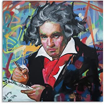 Ludwig Van Beethoven Richard Day Wandkunst-Poster, Heimdekoration, Bild, Leinwand, Malerei, Poster, 40 x 40 cm