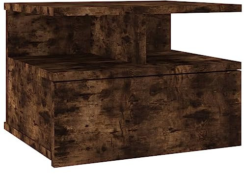 vidaXL Nachttisch Hängend Wand Nachtschrank Nachtkonsole Nachtkommode Wandschrank Hängeschrank Räuchereiche 40x31x27cm Holzwerkstoff