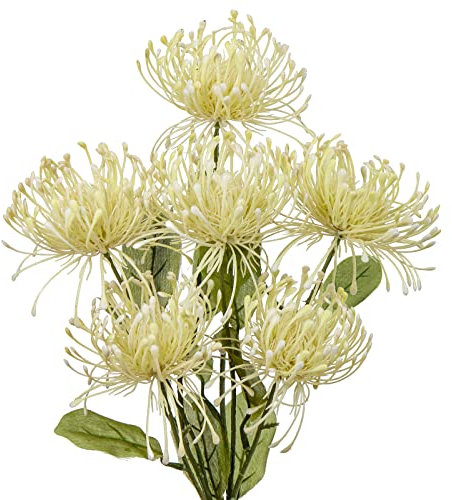 Kunstblumen Chrysanthemen Dekoration mit 6 Chrysanthemen Blütenköpfe 2er-Set Künstliche Spinnen Dekoration für Herbstdeko Heimdekoration, Hochzeit, Garten Party Dekoration Blumenarrangement, Weiß