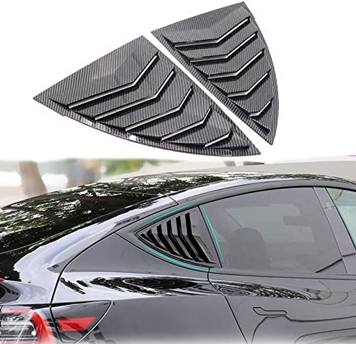 for Tesla Model Y 2021-2025 Rear Side Window Cover Louver Sport Style | , for Tesla Model Y 2021-2025 Exterior Decoration Accessories (Carbon Fiber Pattern)