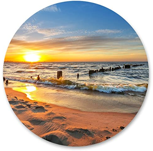 Muralo Wandtattoo SONNENUNTERGANG, Strand, Sand, Meer, Himmel - 100x100 cm