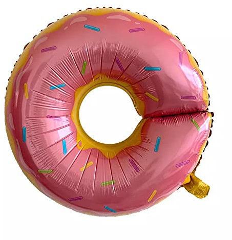 Folienballon Motiv Food, Donut pink, ca. 75 x 70 cm - Party Luftballon Deko Dekoration JGA Helium Heliumballon XXL Ballon Geburtstag Essen Süßigkeit Fast Food Imbiss Hochzeit Eis