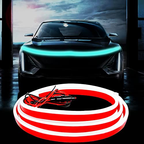 Auto Haube Licht Streifen, 70 Zoll LED Streifen Lichter für Auto, Universal Motorhaube Führer dekorative Lichtleiste, 12V Flexible Scheinwerfer Tagfahrlicht für Autos, SUVs, LKWs (Eisblau)
