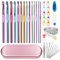 Aeelike 14 Stück Aluminium Häkelnadel Set, Ergonomische Bunt Häkelnadeln Set mit Häkel Werkzeuge Zubehör und Rosa Metall Aufbewahrungsbox, Praktische Crochet Hook für Anfänger, Kinder und Profis