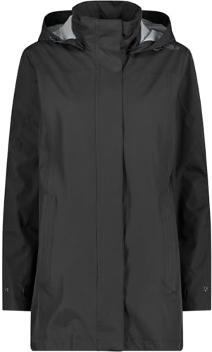 CMP Damen Lange Ripstop-regenjacke für Damen Regenparka | Trocken bei Regenwetter, Flexibel bei Wetterwechsel, Leichtes Tragegefühl, Praktischer Wetterschutz