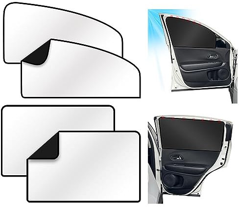 URAQT Parasol Lateral, 4pcs, para Ventana de Coche con Imanes, Infantil, de Fácil Instalación. Cortinas para Boquear los Rayos UV y Calor, para Bebe, Niños, Adulto, Mascotas.