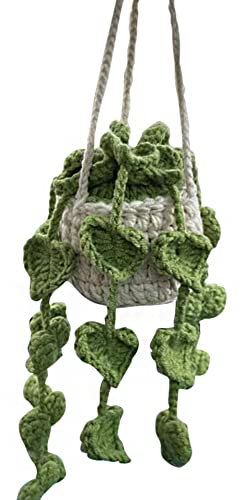 Surakey Auto Rückspiegel Anhänger Niedliche Gehäkelte Gestrickte Pflanze Blume Charms Anhänger Auto Anhänger für Spiegel, Auto Innenspiegel hängendes Ornament Auto Zubehör Innenraum Deko