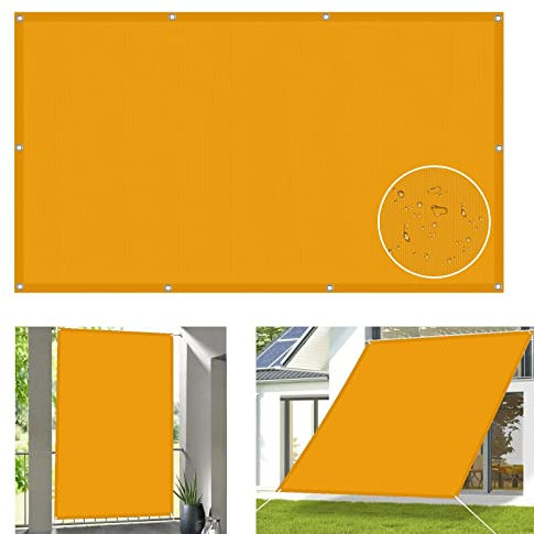 Sonnensegel Sonnenschutz 5 x 8 m Rechteck UV-Schutz Reißfest Sonnensegel Schattentuch mit Spannseilen mit Befestigungs Kit für Terrasse Garten Balkon, Golden