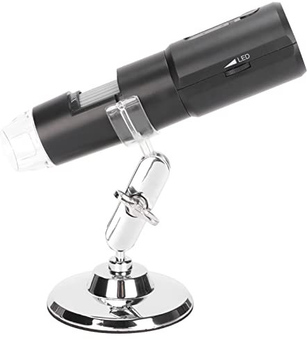 Drahtloses Digitales Mikroskop, 50 Bis 1000 Fache Vergrößerung, Tragbares WiFi Handmikroskop mit Verstellbarem Ständer, HD USB Mikroskopkamera für Android 4.4/IOS 9.0/OS X 10.8/Win 7 8 10