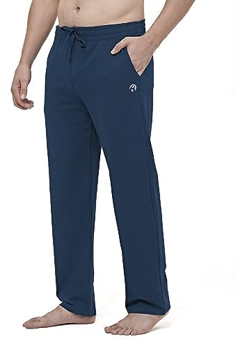 HMIYA Herren Jogginghose Baumwolle Sweathose Lange Atmungsaktiv Sporthose Yogahose Klassische Trainingshose mit Taschen(Marine 01,XXL)