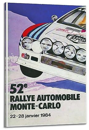 JONZA Vintage Rally Racing WRC-Poster für Lancia Rally Gruppe B, dekoratives Gemälde, Leinwand, Wand und Kunstbild, Familienschlafzimmer, 60 x 90 cm
