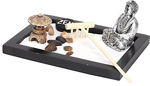 Zen Sandbox, Rock garden, Wooden Craft Unique Artistic Dry Landscape Friends for Art Lover