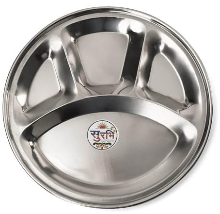 FANMEX - Fantastik - Plateau indien pour thali - Assiette en acier inoxydable indienne tali circulaire