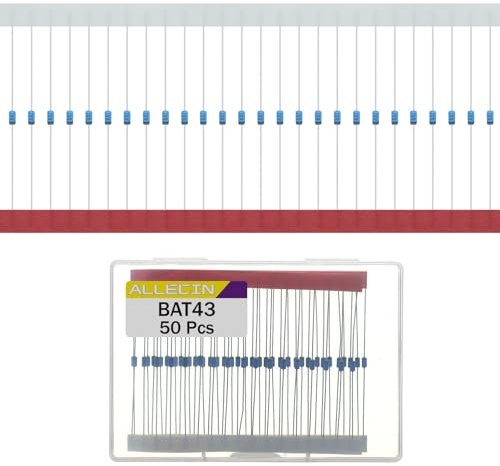 ALLECIN 50 Stück BAT43 Schottky Gleichrichter Diode 200mA 30V DO-35 BAT 43 Kleinsignal Schaltdiode 200Milliampere 30Volt Barrier Gleichrichterdiode Axial Dioden