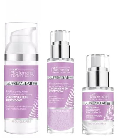 Bielenda PROFESSIONAL SupremeLab Pro Age Expert Set – Anti-Falten Serum, Augencreme & Gesichtscreme mit Peptidkomplex – Optimale Pflege für Gesicht und Augenpartie – Für Damen & Herren