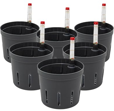 Leni Kulturtopf Set mit Wasserstandsanzeiger Ø 9 cm H 7 cm 6er-Pack rund | für Hydrokultur-Systeme, aus langlebigem Kunststoff, Größen 5-32 cm zur Wahl