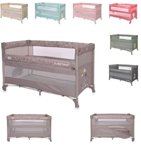 Lorelli Baby Reisebett Up´n Down, Öffnung, 2 Ebenen, Tragetasche, mit Rädern, Farbe:hellbraun