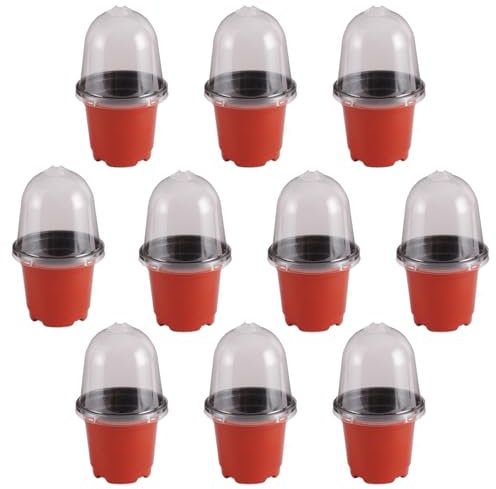 Plant Nursery Pots with Humidity Domes, 10PCS/20PCS/30PCS Soft Nursery Pots, 4 Inch Seed Starter Pots Small Planter Containers with Drain Holes for Indoor Outdoor Seedling Succulent Vegetable (10PCS)