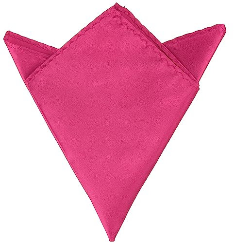 Elerevyo Mouchoirs pliables en soie brillant, carrés de poche de couleur unie pour hommes Rose vif Taille unique