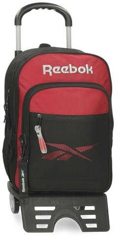 Reebok Portland Schulrucksack mit Trolley, Schwarz, 30 x 40 x 12 cm, Polyester, 14,4 l, Schwarz, Schulrucksack mit Trolley