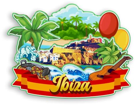 Quwsne Kühlschrankmagnet Ibiza Spanien Kühlschrankmagnet Stadt Reise Souvenirs Touristengeschenke 3D klassische Sehenswürdigkeiten handgefertigt Handwerk Heimdekoration -1412