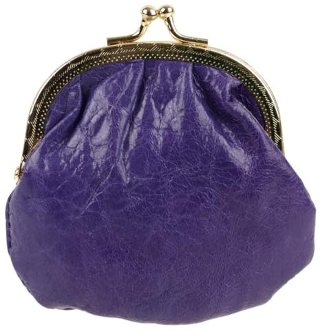 Oakridge Leather Ladies Compact Soft Clasp Coin Purse - Amethyst