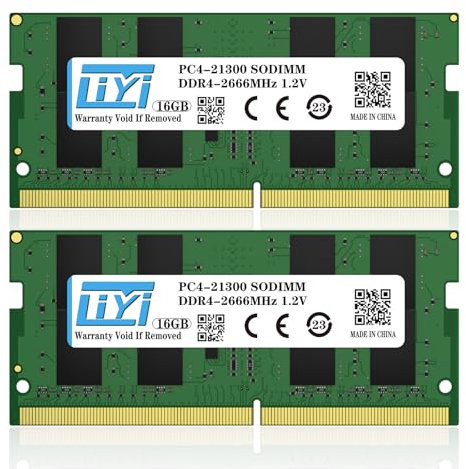 LIYI Lot de 2 barrettes de mémoire RAM 32 Go DDR4 1,2 V CL-22 2666 MHz (PC4-21300) non ECC sans tampon SO-DIMM 260 broches pour ordinateur portable