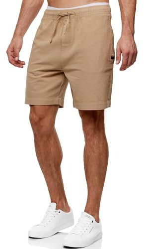 Indicode Herren INMargera Chino Shorts mit Kordelzug und 4 Taschen | Bermuda Sommershorts für Männer Cornstalk, L