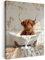 MuchoWow© Leinwand 60x80 cm Deko Schlafzimmer Aesthetic Leinwandbilder Badezimmer WC Toilette Gemälde Foto Geschenk Living Room Decoration Giraffe - Wilde Tiere - Badewanne - Schaumstoff