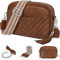 JUYANO Crossbody Bag Damen Leder, Kleine Umhängetasche mit Breitem Gurt, Stylisch Handtasche Umhängetasche Damen mit Kartenschlitz Abnehmbar Schultergurt