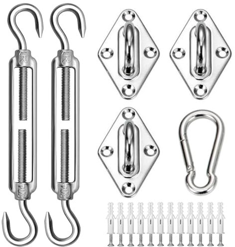 Awning Attachment Set, M5 Heavy Duty Sun Shade Sail Stainless Steel Hardware Kit Sunshade Hook Sun Shade Sail Fixing Hardware Accessories